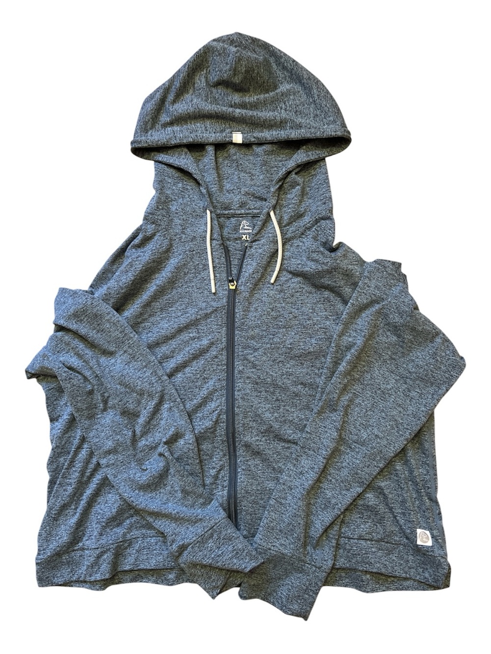 Rhoback Women's XL Blue Heather Full Zip Performance Hoodie Sweatshirt Cropped